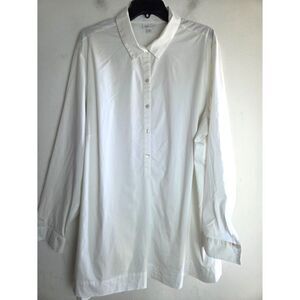 J.Jill  "White Shirt Collection" Cotton Blend Pop Over Tunic Length Blouse sz 3X